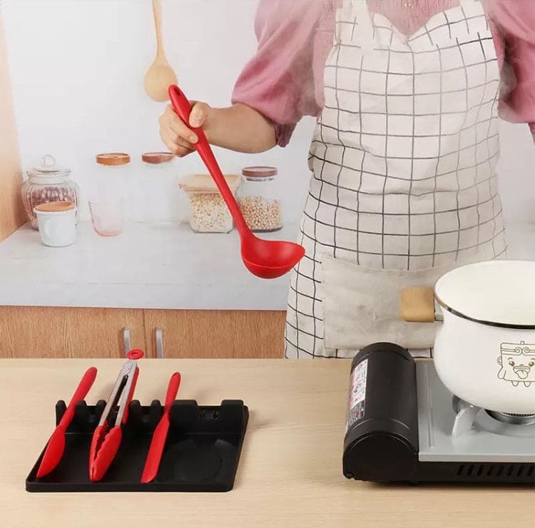 Silicone Spoon Holder, Larger Size Utensil Rest With Drip Pad For Multiple Utensils, Stove Top Ladles Tongs Tool, Food-Grade Heat-Resistant Cooking Utensil Rest, Anti-Slip Spoon Holder For Kitchen Counter Silicone Spoon Holder, Larger Size Utensil Rest With Drip Pad For Multiple Utensils, Stove Top Ladles Tongs Tool, Food-Grade Heat-Resistant Cooking Utensil Rest, Anti-Slip Spoon Holder For Kitchen Counter